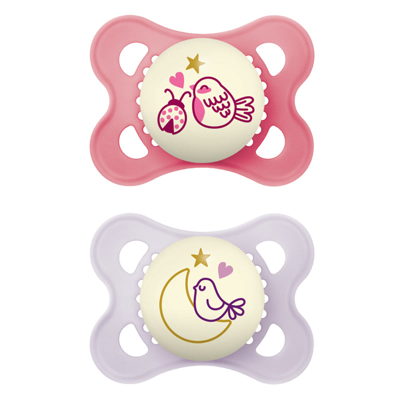 MAM Night Soother Pink 2-6m 2Pk
