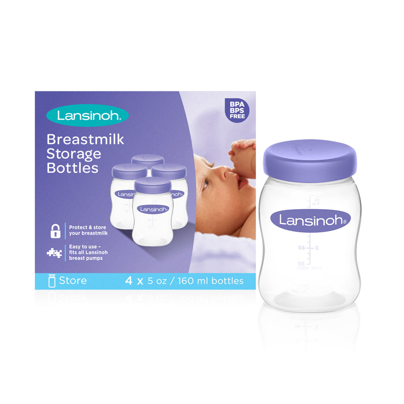 Lansinoh Plastic Milk Storage Bottles 4Pk