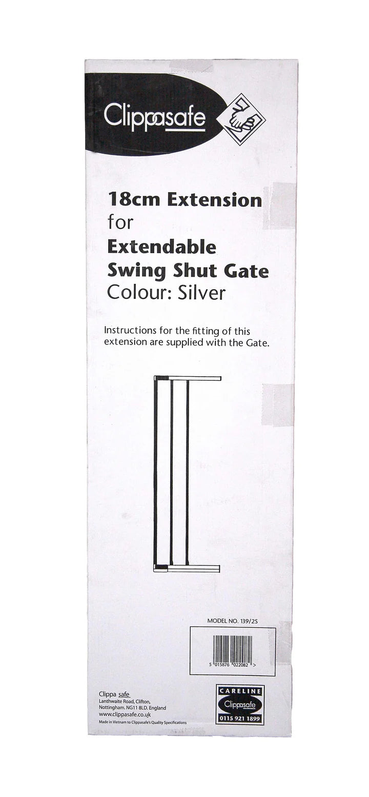 Clippasafe Gate Swing Shut Extension Silver 18cm