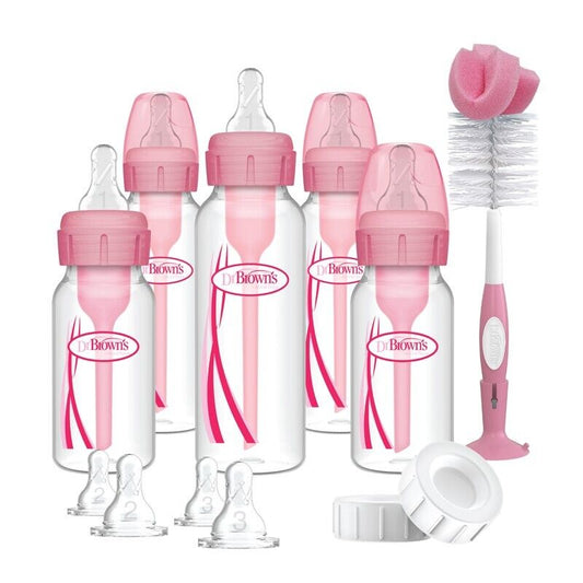 Dr Brown's Anti-Colic Options+ Narrow Neck Pink Baby Bottle Gift Set