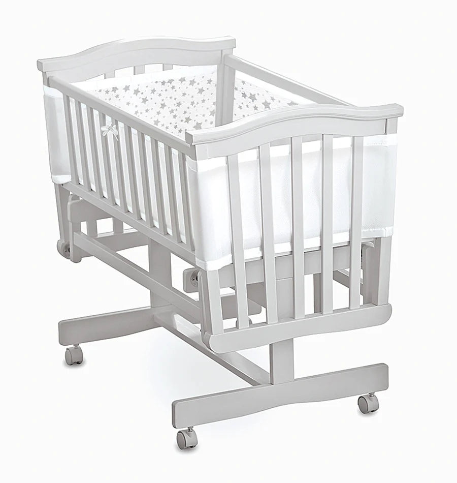 Breathable Baby Mesh Crib Liner Twinkle Grey Star 4 Sided