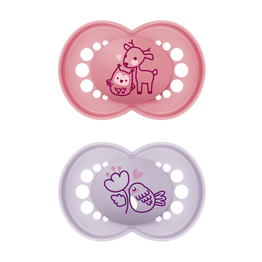 MAM Pure Original Soother Solid Pink 6m+ 2Pk