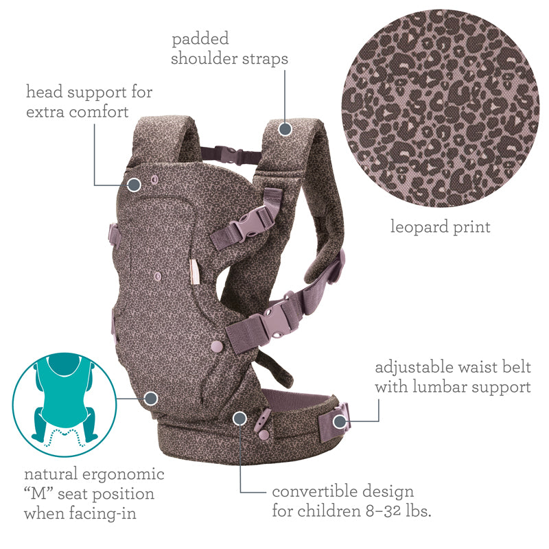 Infantino Flip Advanced 4-in-1 Convertible Baby Carrier Leopard Print
