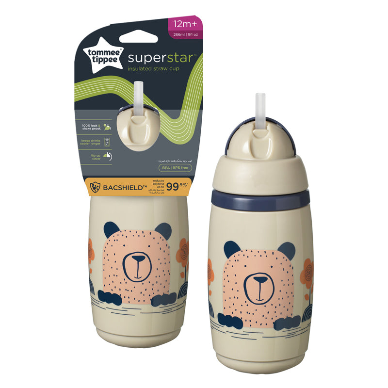 Tommee Tippee Insulated Straw 266ml 12m+ Pack of 3 Assorted
