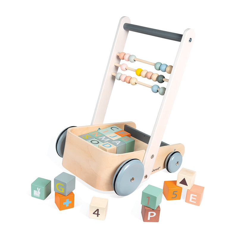 Janod Sweet Cocoon Cart with ABC blocks