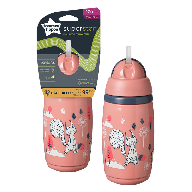 Tommee Tippee Insulated Straw 266ml 12m+ Pack of 3 Assorted