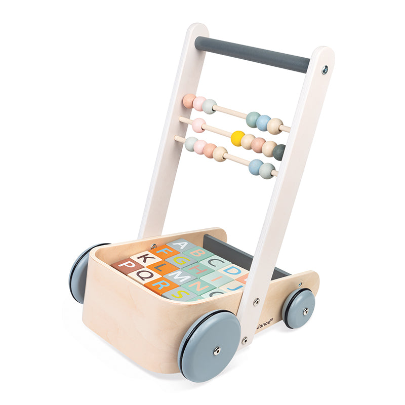 Janod Sweet Cocoon Cart with ABC blocks