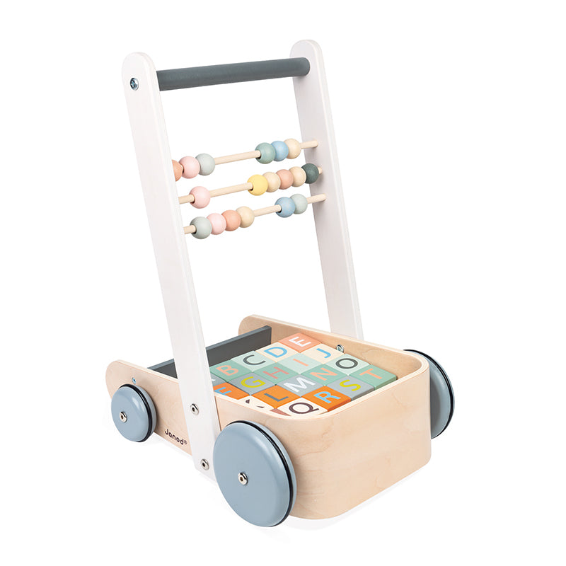 Janod Sweet Cocoon Cart with ABC blocks