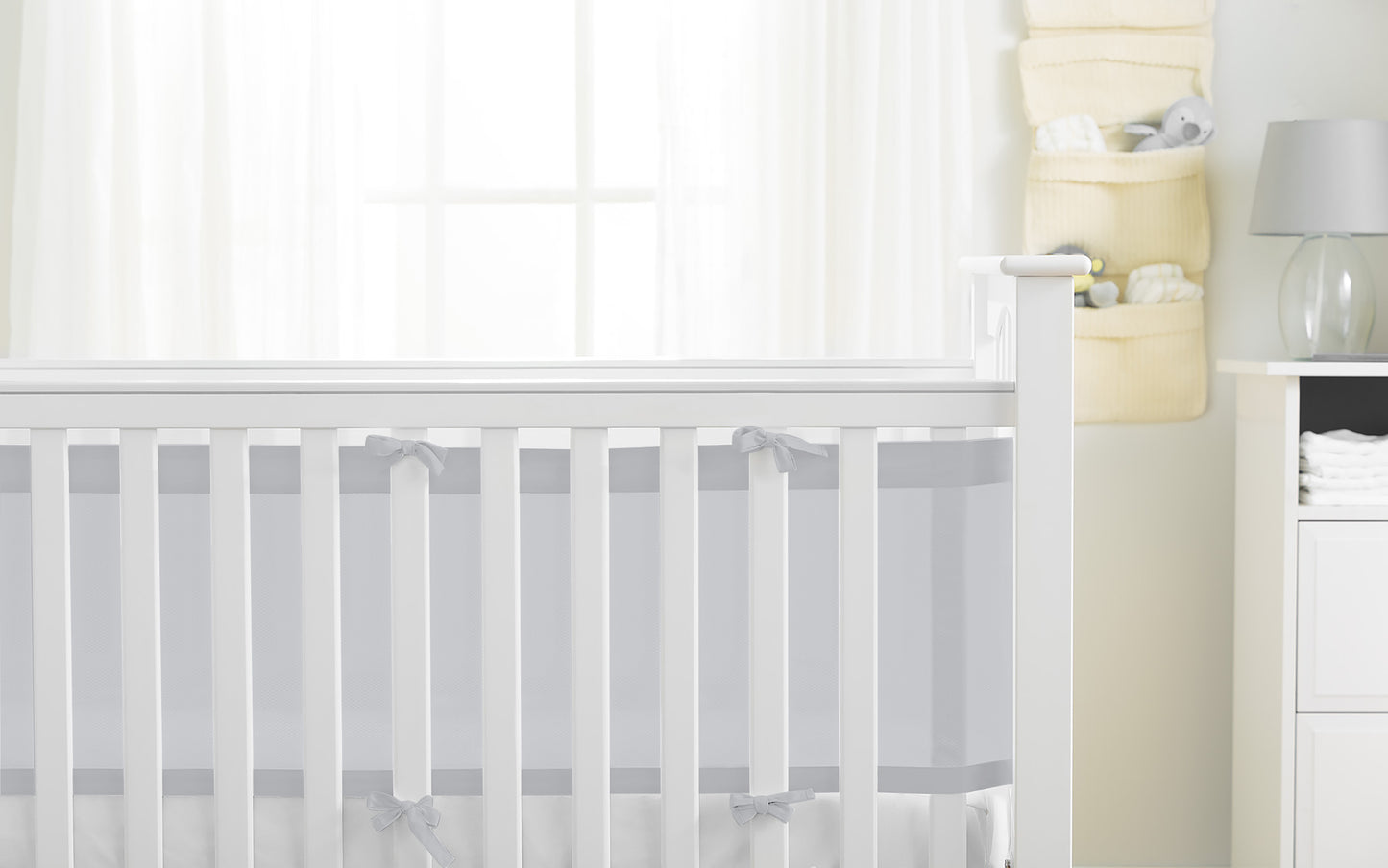 Breathable Baby Four Sided Airflow Mesh Cot Liner Grey