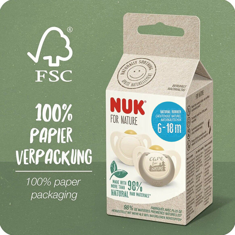 NUK For Nature Latex Soother Grey 2Pk