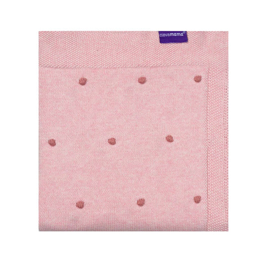Clevamama Knitted Pom Pom Baby Blanket Pink
