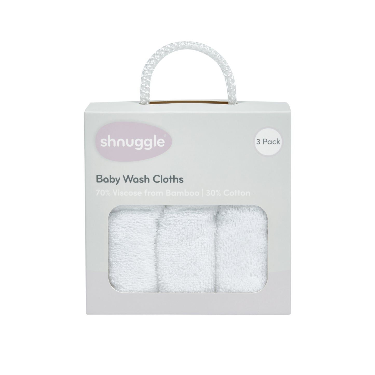 Shnuggle Baby Wash Cloths White 3 Pack