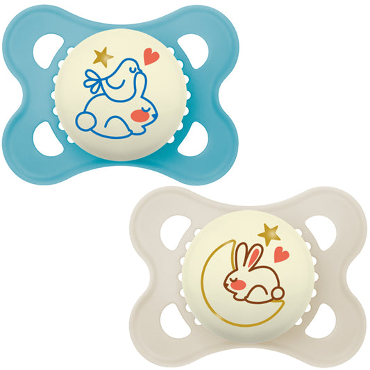 MAM Pure Night Soother Blue 2-6m 2Pk