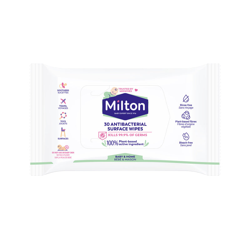 6x Milton Antibacterial Surface Wipes 30Pk