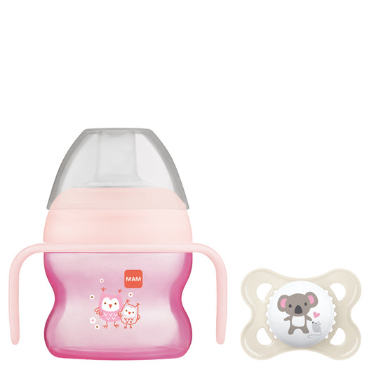 MAM Starter Cup Pink 150ml with Handles and Soother