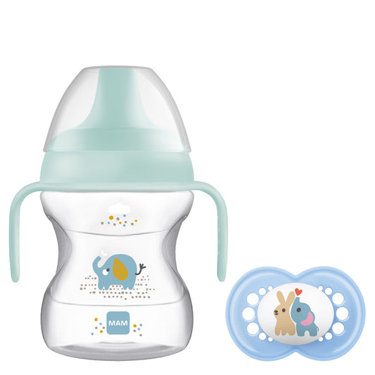 MAM Learn to Drink Cup Blue 190ml with Handles and Soother