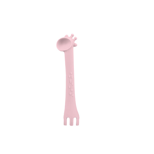 Kikka Boo Silicone Spoon With Fork Giraffe Pink