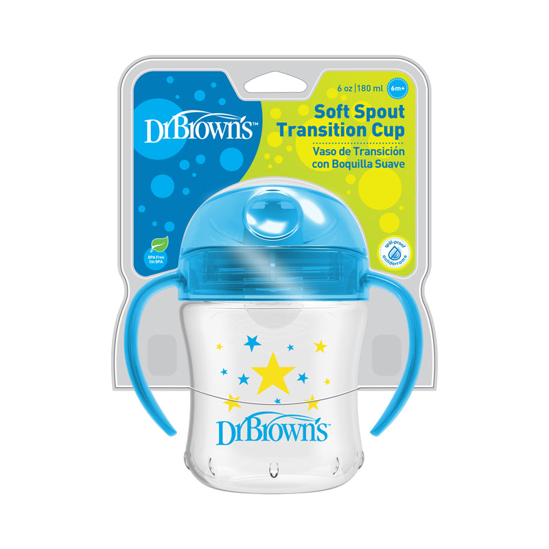 Dr Brown's Soft-Spout Transition Cup Blue Deco 180ml
