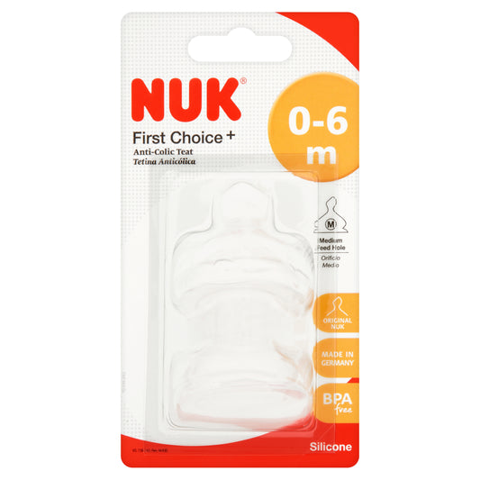 NUK First Choice+ Silicone Teat 0-6m Medium 2Pk