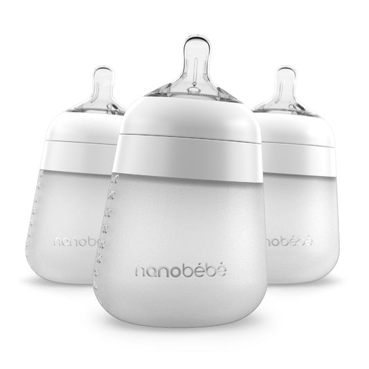 Nanobebe Flexy Silicone Bottles White 270ml 3Pk