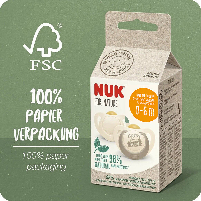 NUK For Nature Latex Soother Grey 2Pk