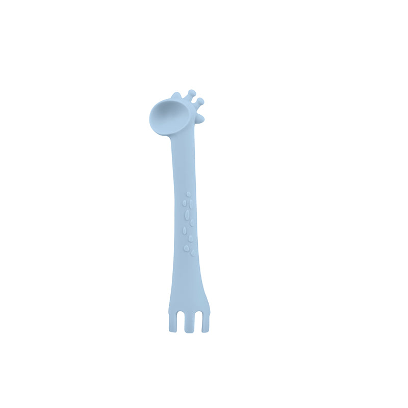 Kikka Boo Silicone Spoon With Fork Giraffe Blue