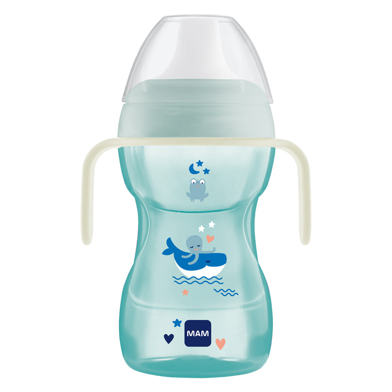 MAM Fun To Drink Cup & Glow with Handles Blue 270ml