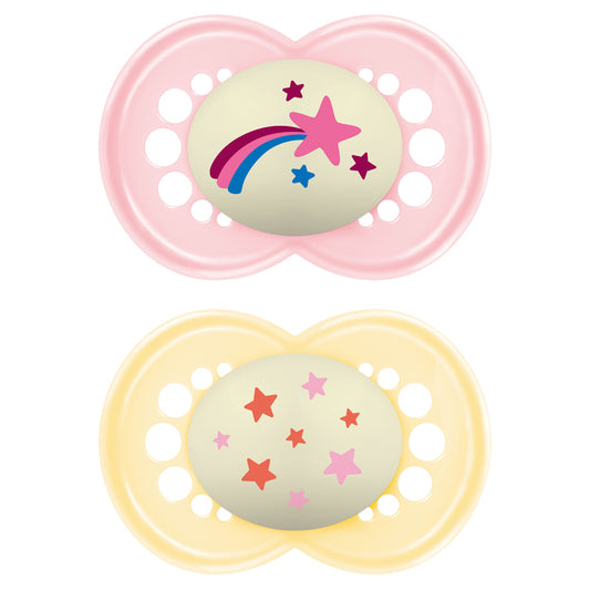 MAM Night Soother Pink Astro 16m+ 2Pk