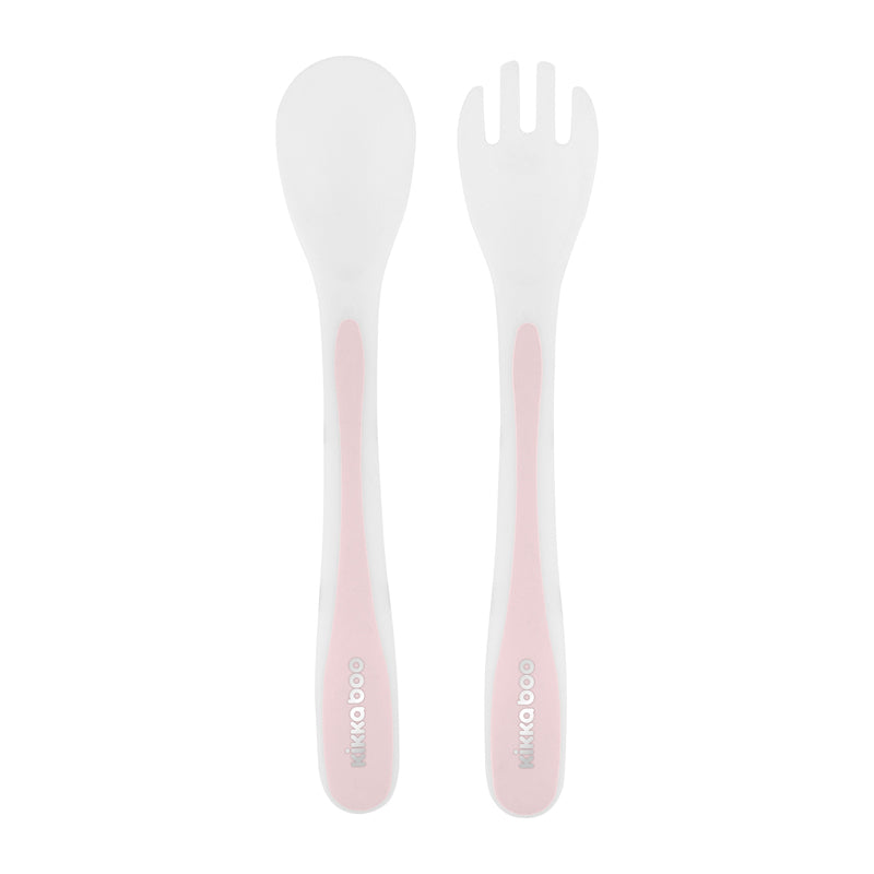 Kikka Boo Spoon and Fork Set Pink