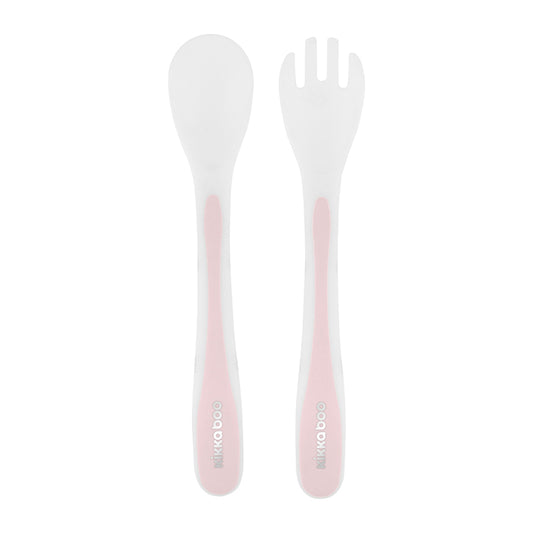 Kikka Boo Spoon and Fork Set Pink