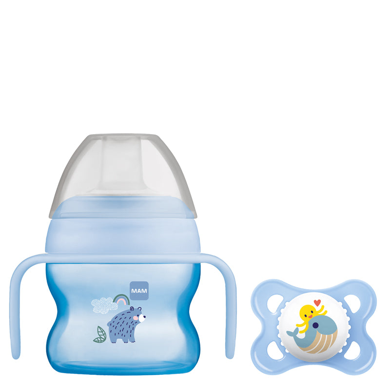 MAM Starter Cup Blue 150ml with Handles and Soother
