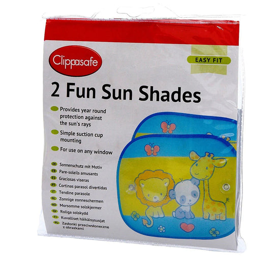 Clippasafe Auto Safari Fun Sun Screens Multi Coloured 2 Pack