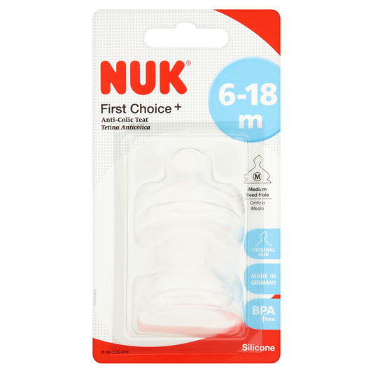 NUK First Choice+ Silicone Teat 6-18m Medium 2Pk