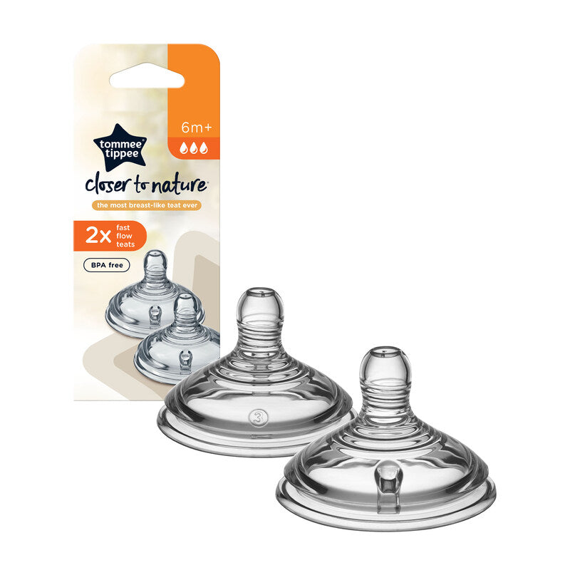 Tommee Tippee Closer to Nature Teat Fast Flow 2Pk