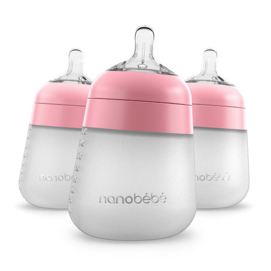 Nanobebe Flexy Silicone Bottles Pink 270ml 3Pk