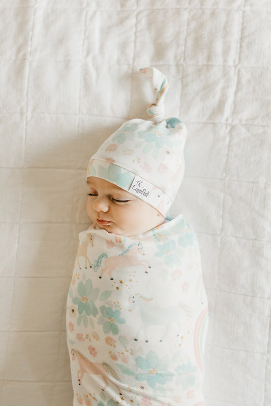 Copper Pearl Top Knot Hat Whimsy 0-4m