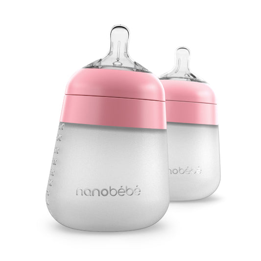 Nanobebe Flexy Silicone Bottles Pink 270ml 2Pk