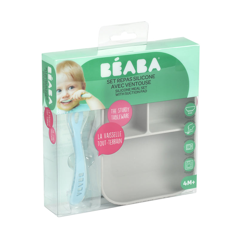 Beaba Silicone Suction Compartment Plate Grey