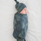 Copper Pearl Knitted Swaddle Blanket Hunter