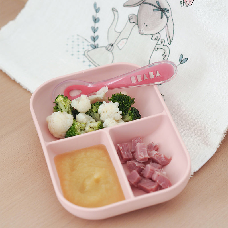 Beaba Silicone Suction Compartment Plate Pink