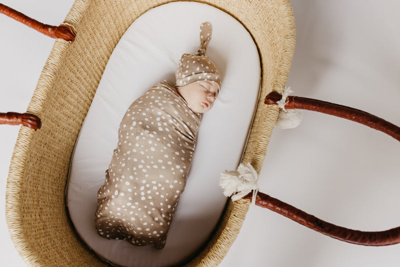 Copper Pearl Top Knot Hat Fawn 0-4m