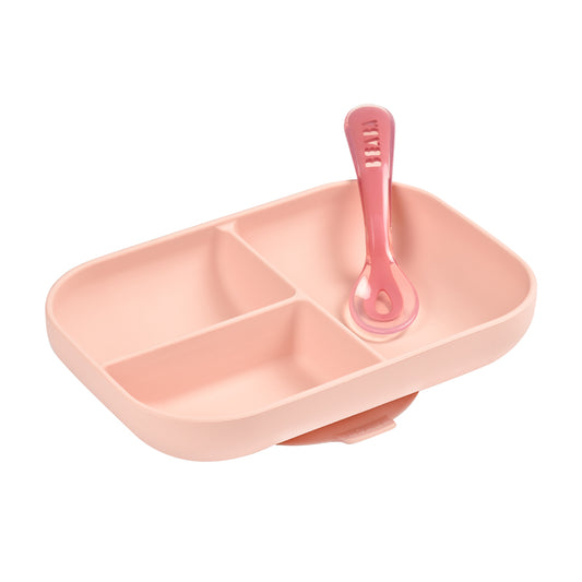 Beaba Silicone Suction Compartment Plate Pink