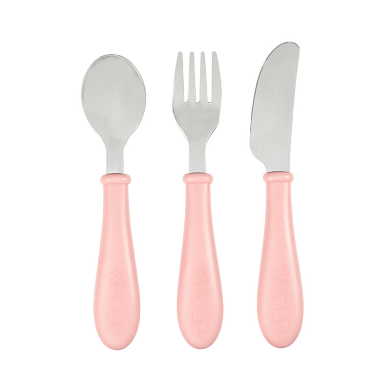 Beaba Stainless Steel Training Cutlery Pale Pink