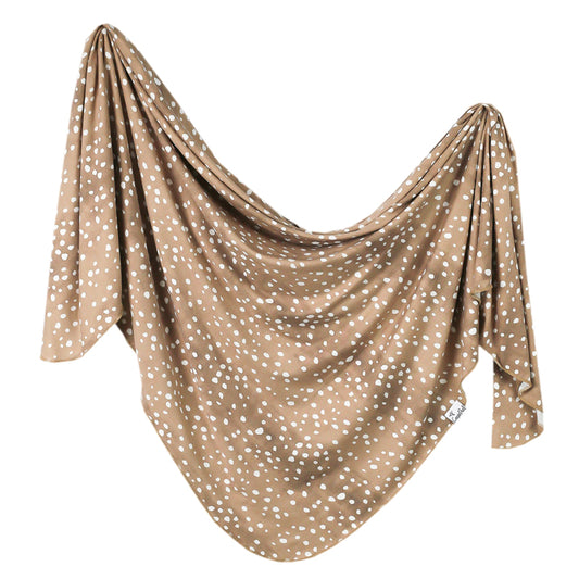 Copper Pearl Knitted Swaddle Blanket Fawn