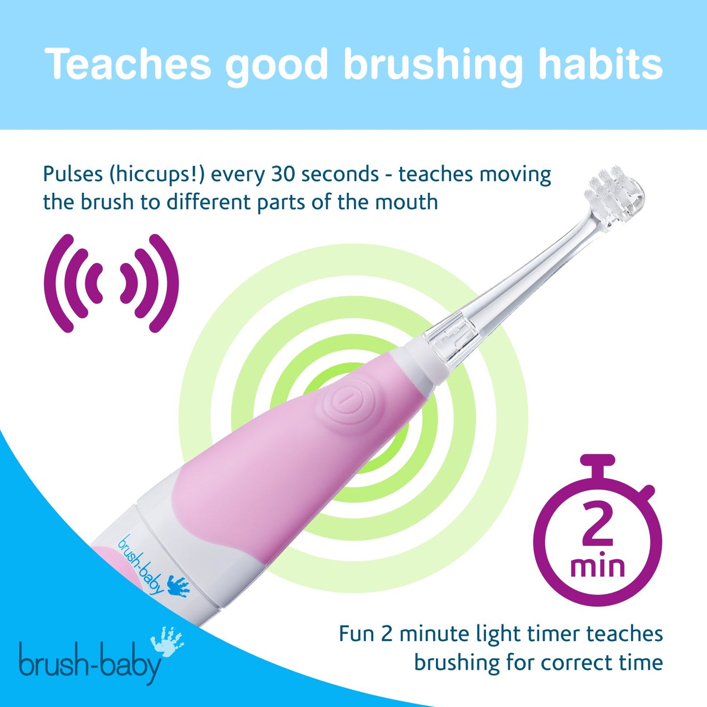 Brush Baby Babysonic Electronic Toothbrush 0-3 Years Pink