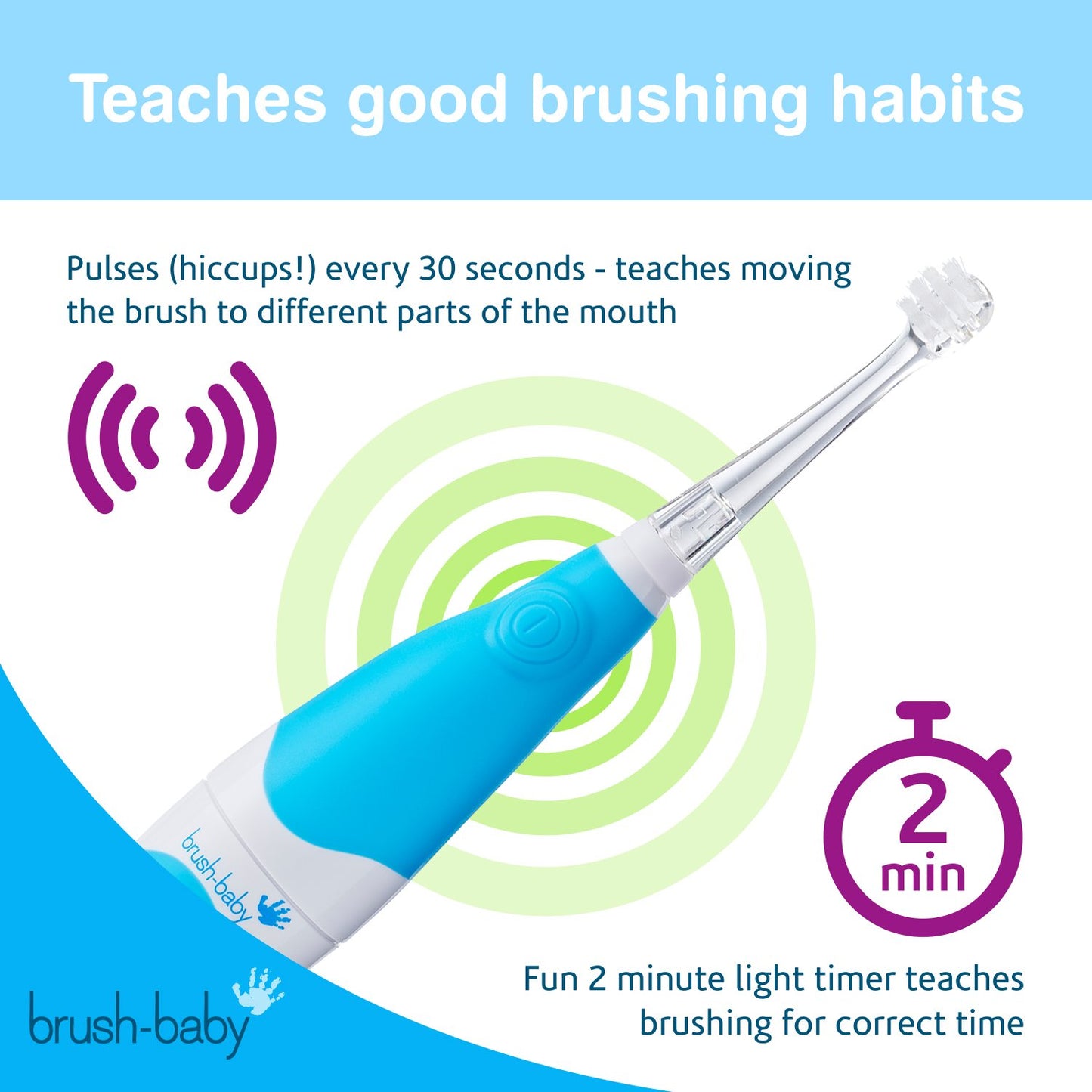 Brush Baby Babysonic Electronic Toothbrush 0-3 Years Blue