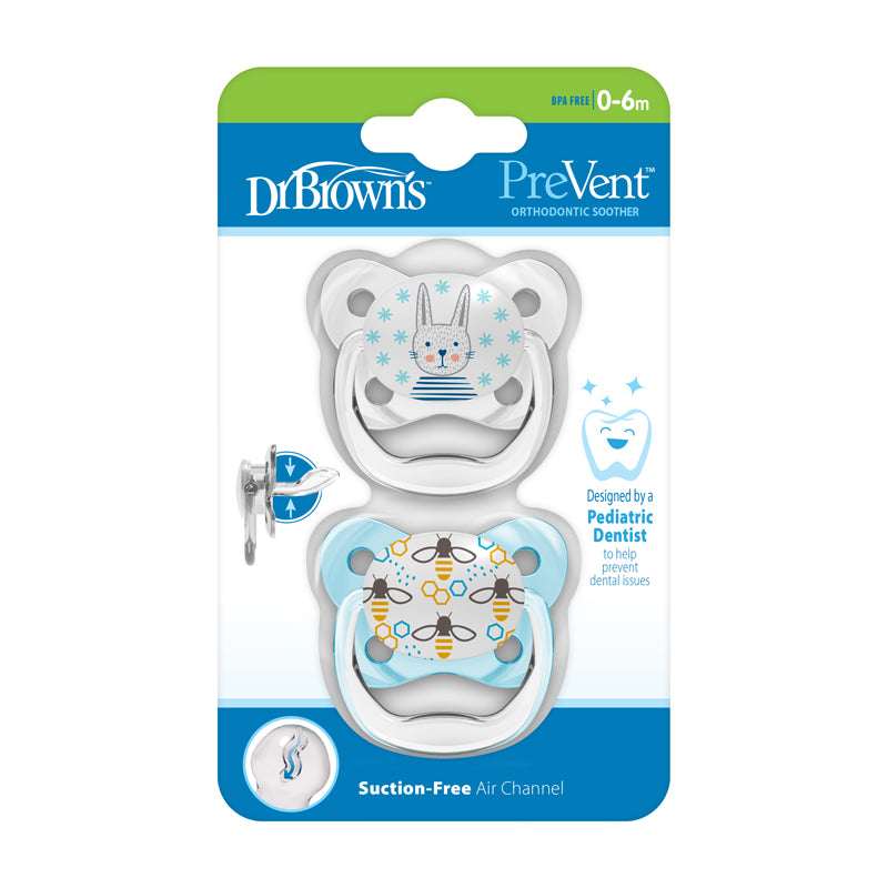 Dr Brown's PreVent Butterfly Soothers Blue 0-6m 2Pk