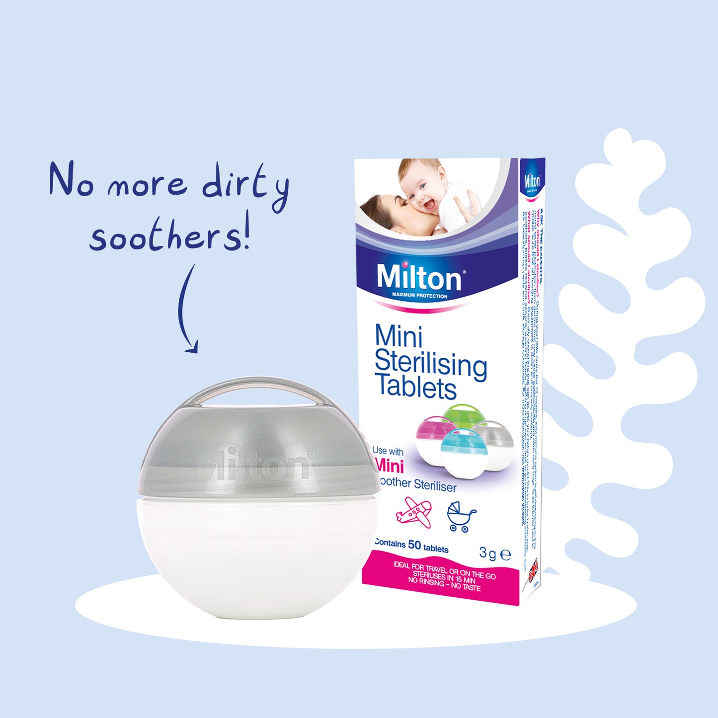 Milton Mini Soother Steriliser + Milton Mini Sterilising Tablet 50Pk