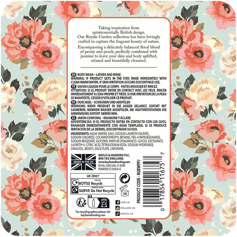 Baylis & Harding Royale Garden Peach Peony & Jasmine Body Wash 6 x 500ml